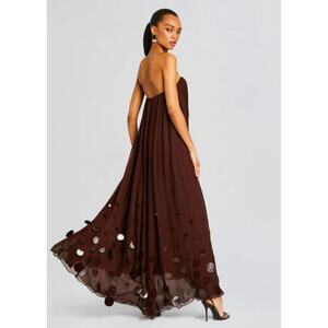 NWT $998 Retrofete Helena Silk Beaded Sequin Dress Gown Bustier Medium Chiffon